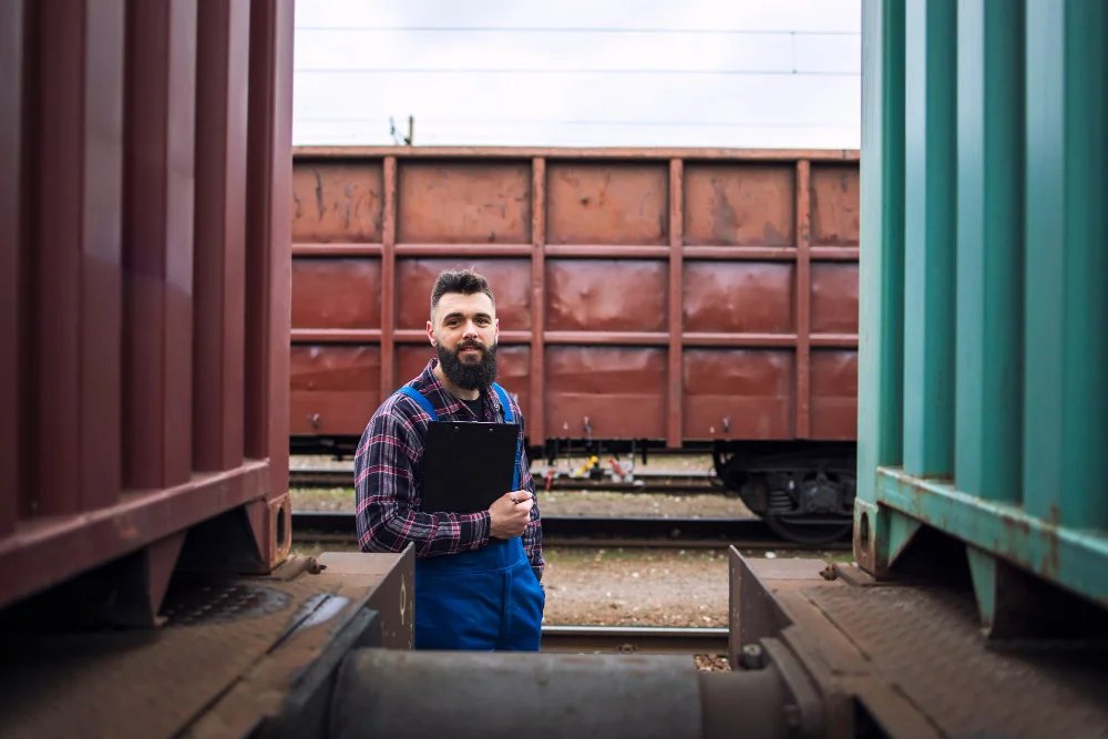 Spedytor w pracy na kolei